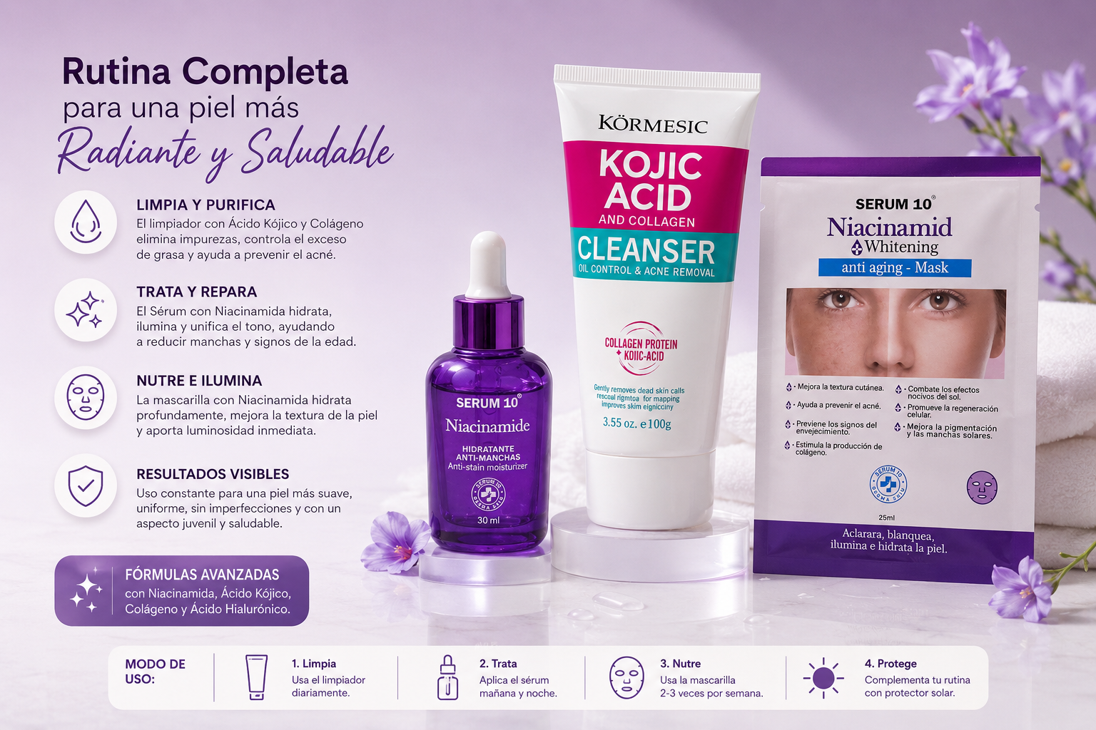 Kit Facial 3 en 1 | Limpieza, Hidratación y Cuidado