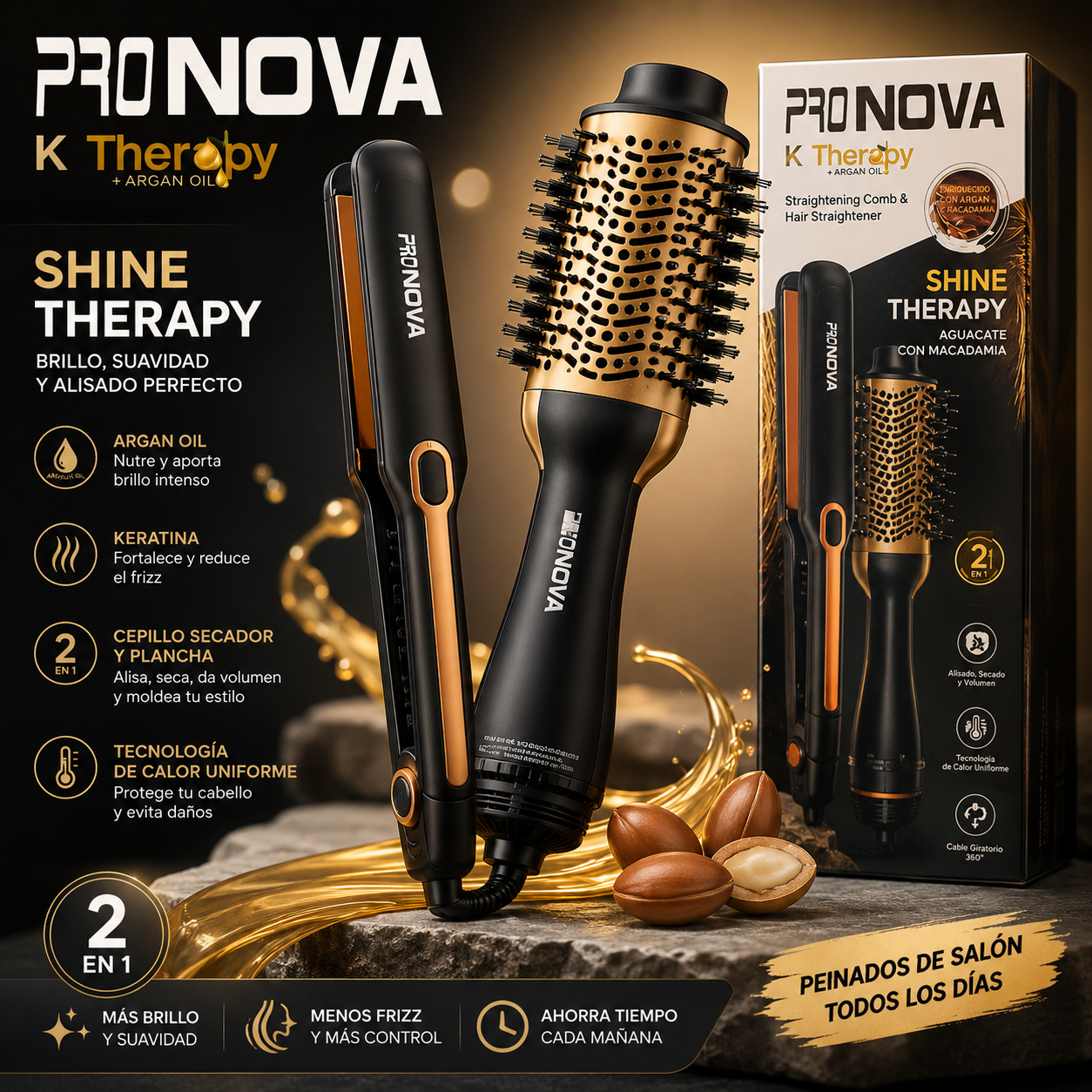 Combo Keratina | Cepillo + Plancha Anti-Frizz