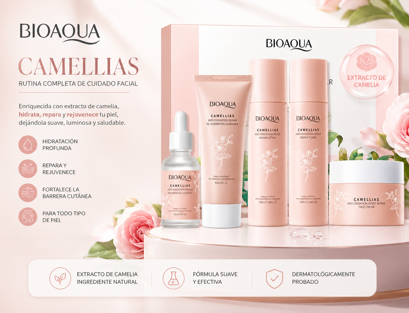 Kit Camellia BIOAQUA x5 | Piel Suave y Radiante